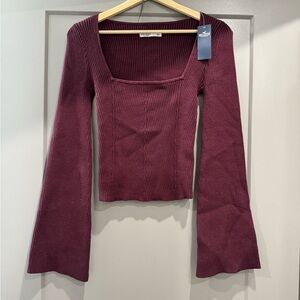 Hollister Burgundy Ribbed Knit Top